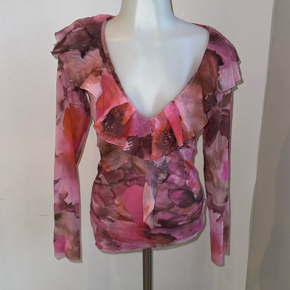 Daisy & Clover y2k mesh long sleeve‎ ruffle